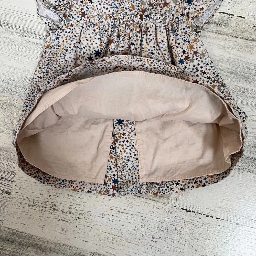 🦄 3/$36 Zara Mini Dress Set Baby Girl 9-12M Cream Star Corduroy Bloomers Set